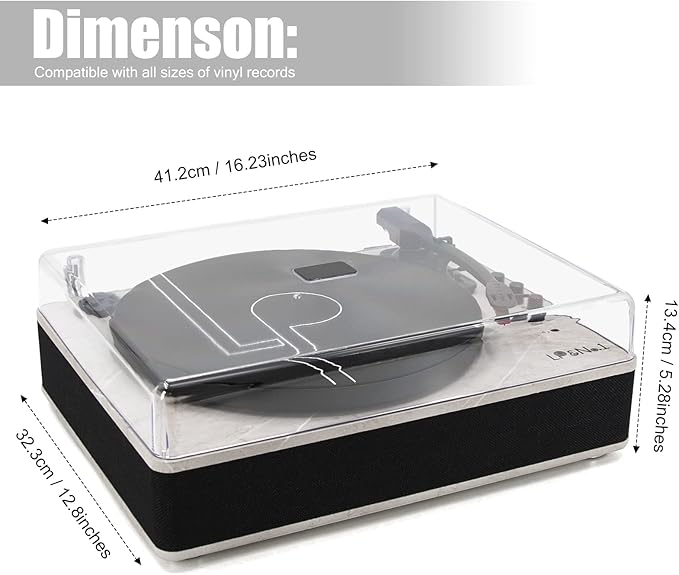 LP&NO.1 Record Player wirelessTurntable with Built-in Speakers and USB Play&Recording Belt-Driven Vintage Phonograph Record Player 3 Speed for Entertainment and Home Decoration(Light Gray)