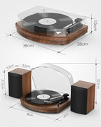 Vinyl Record Player with Dual Stereo Speakers, Belt Drive Turntable with Bluetooth Input 3 Speed Playback AT-3600L Cartridge RCA Out Vintage Turntable