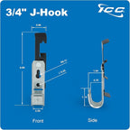 ICC Batwing J Hook 3/4” Without Retainer Clip - Galvanized Steel Cable Management Hooks for Hanging Cable to Hanger Wire and Threaded Rod - Rust-Resistant, EIA and TIA Compliant - 3/4 Inch 25 Pack