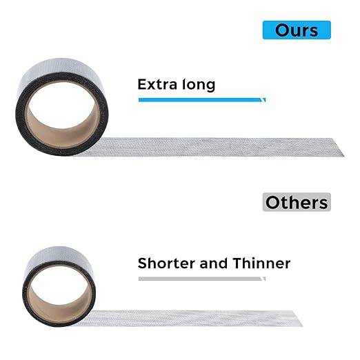 Black Window Screen Repair Kit, 4 in X 30 FT (360IN) Screen Repair Tape for Windows or Doors, Strong Adhesive Fiberglass Mesh Patch Tape