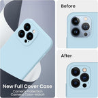 FireNova Designed for iPhone 13 Pro Case, Silicone Upgraded [Camera Protection] Phone Case with [2 Screen Protectors], Soft Anti-Scratch Microfiber Lining Inside, 6.1 inch, Sky Blue