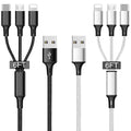 Multi USB Charging Cable 3A, (2Pack 6.6FT)3 in 1 Fast Charger Cord Connector with Dual Phone/Type C/Micro USB Port Adapter, Compatible with Tablets Phone 12 11 Pro 8 7 6 Samsung Galaxy(Charging Only)
