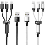 Multi USB Charging Cable 3A, (2Pack 6.6FT)3 in 1 Fast Charger Cord Connector with Dual Phone/Type C/Micro USB Port Adapter, Compatible with Tablets Phone 12 11 Pro 8 7 6 Samsung Galaxy(Charging Only)