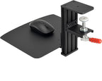 Metal Clamp-on Adjustable Computer Mouse Pad and Device Holder for Desks, Metal Computer Mouse Desk Mount Pad, 10.63" x 8.66" Ergonomic Desk Extender Tray, Fits up to 4 Inch Desktops, Black