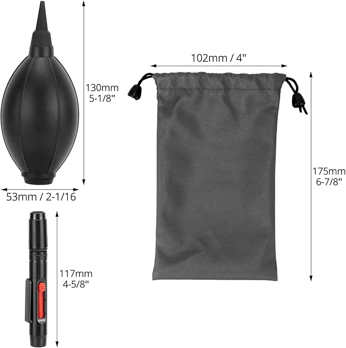 QWORK Camera Lens Cleaning Kit - 4-in-1 Includes Lens Cleaning Pen, Microfiber Cloths, Air Blower - Compatible with Sony, Nikon, Canon, DSLR Cameras & Cell Phones