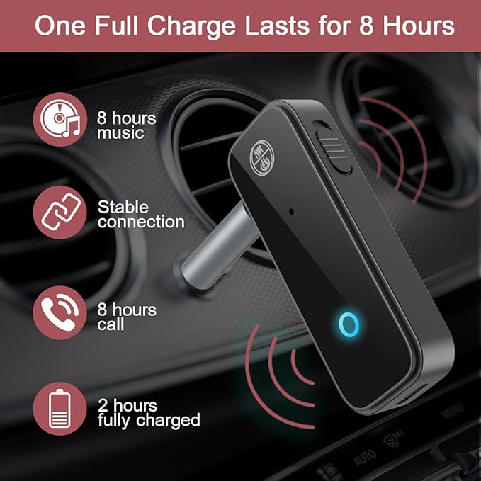 LOFICOPER Bluetooth AUX Adapter for Car, Bluetooth 5.3 Transmitter Receiver, 3.5mm Wireless Audio Receiver with Hands-Free Call, for Car, Home Stereo, Wired Headphones, Speaker, 2 Pack