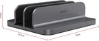 Dual Aluminum Vertical Laptop Stand Organizer, Sturdy Notebook Computer Holder Stand Compatible with New Liquid Retina XDR Apple MacBook Air/Pro, Mac mini, Apple TV and iPad Pro - Spacegray