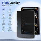 MOBDIK Privacy Screen Protector Compatible with iPad Pro 13 Inch M5 2025 / M4 2024, Anti Spy, 9H Tempered Glass, EZ Kit 1 Pack