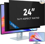 IPROKKO [2-Pack] 24 Inch Computer Privacy Screen Filter for 16:9 Widescreen Monitor, Removable 24inch Anti Blue Light Glare Privacy Shield, Anti Spy Security Protector for Hp Dell Asus Acer Samsung