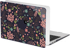 for MacBook Air 13 inch Case 2021 2020 2019 2018 Release M1 A2337 A2179 A1932, Pritned Pattern Plastic Hard Case Cover for MacBook Air 13.3" Retina Display Touch ID, Seamless Flower Black