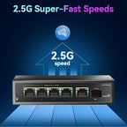 6 Port 2.5Gb Unmanaged Ethernet Switch with 5* 2.5G Base-T Ports, 1*10G SFP Ports, AUMOX PRO 60Gbps Switching Capacity Compatible with 100/1000/2500Mbps Plug and Play
