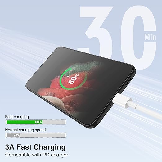 3-Pack [6.6FT+6.6FT+10FT] 60W USB C to USB C Cable, Type C to Type C Cable,Fast Charging Cable for iPhone 16 15 Pro Plus Pro Max，for Galaxy S24 S23, for iPad Pro/Air, for MacBook Pro/Air and More