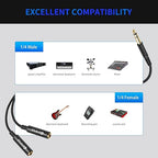Devinal 1/4 inch TRS Splitter Cable, 6.35mm Stereo Y Cable, 1/4 Male Plug to Dual 1/4 Female Jack Cord, 12 inches / 30cm