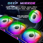 Jungle Leopard Interstellar V1 120mm PC Reverse Blade Case Fan, Infinity Mirror Module Daisy-Chain 5V ARGB PWM PC Fan Triple Pack Suitable for Computer Case & CPU Cooling(Black-3 Pack)
