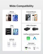 Belkin USB A to USB C Cable, 9.9ft, 15W - Type C Charger, iPhone Charger Cord, Soft, Braided, Flexible for iPhone 16 & 15, Galaxy S25, Pixel 9, iPad Pro, Airpods Pro, Switch & More - White