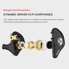 BASN in Ear Monitor Headphones for Musicians, Bsinger 2nd Generation Sound Isolating Earphones with Dual Dynamic Drivers Detachable MMCX Cable (Black)…