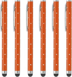 PATIKIL Stylus Pens for Touch Screens, 6 Pcs High Precision Universal Bling Stylus Crystal Metal Capacitive Pen for Touch Screen Devices Phone Tablets Laptop, Orange
