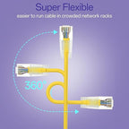 Cat6a Patch Cables 1ft (24 Pack) Slim, Cat6 Ethernet Patch Cable Pure Copper, Flexible Cat 6 Patch Cable 550MHZ 10G, Space-Saving Cat 6A Network Cables for Patch Panel, Yellow
