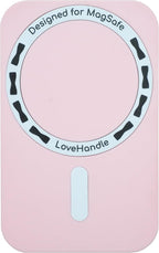 LoveHandle PRO MagSafe Compatible Magnetic Phone Grip w/Kickstand - Mount, Strap and Stand for Smartphone and Tablet - MagSafe Ring Included - Fits All Devices - Bubblegum Pink Glow