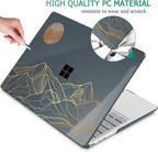Tuiklol Case for 15 Inch Microsoft Surface Laptop 5/4/3 2022-2020, Model 1979/1953/1872/1873 Hard Shell Cover, Keyboard Cover+Screen Protector+Dust Plugs,Moon and Mountain