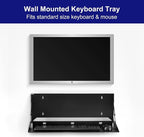 1 Pcs 24 Inch Keyboard Wall Mount Foldable Fits Standard Computer Keyboard Mouse Stand Tray Organizer for Small Offices Apartments, Easy Installation with 4 Screws (Black)