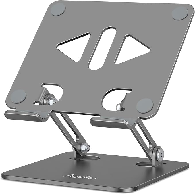 Adjustable Tablet Stand Holder for Desk, Desktop Tablet Holder, Foldable Aluminum Tablet Mount for iPad pro 12.9, iPad Air Mini, Samsung Galaxy Tabs Z Fold Kindle Fire,4-12 inch, Grey