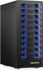 10 Bay Hard Drive RAID Enclosure with Cooling Fan for 2.5/3.5" SATA HDD/SSD with USB A/C 3.0＋eSATA Cable, 3.5 Hard Drive Enclosure Supports 160TB Capacity, 8 RAID Modes, DAS(NO NAS)