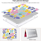 for MacBook Air 13 Inch Case 2021 2020 2019 2018, Pattern Plastic Hard Shell Case Keyboard Cover for Mac Air 13 A2337 M1 A2179 A1932 with Touch ID & Retina Display, Colorful Hibiscus Flower