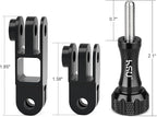HSU Aluminum Alloy Metal Adjust Arm Straight Joints Mount, Long and Short Vertical Direction Straight Joints Mount for Gopro Hero 13 12 11 10 9 8 7 6 5, AKASO Campark and Other Action Cameras (Black)