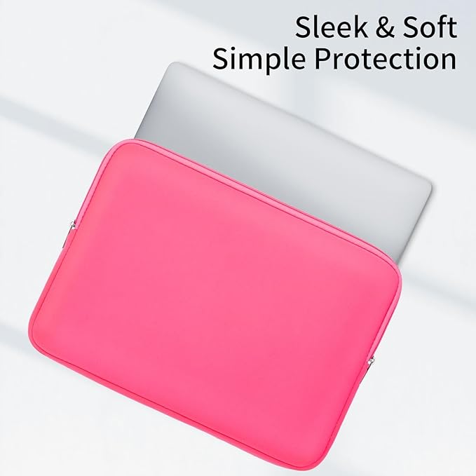 RAINYEAR 16 Inch Laptop Sleeve Protective Soft Case Padded Zipper Cover Specially Compatible with 16" MacBook Pro/Max M1 M2 M3 M4 A2141 A2485 A2780 A2991 A3403 A3186 (Bright Pink, Upgraded Version)