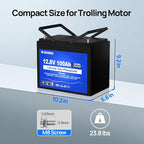 DC HOUSE 12V 100Ah LiFePO4 Trolling Motors Battery with SOC Status Indicators, Bluetooth & Low Temp Cut-Off, 100A Smart BMS, Up to 15000 Cycles for RV, Marine, Boat, Solar Off-Grid