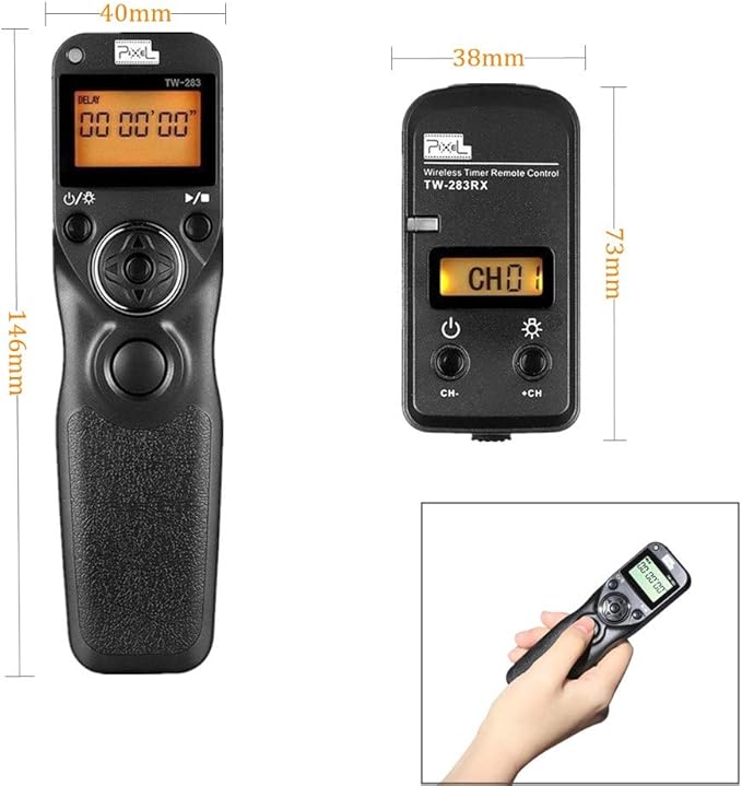 Pixel Timer Shutter Release TW283-N3 Wireless Remote Control Compatible with Canon 5D Mark-III/Mark-IV 5D R5 R5C 10D 1DX 1DC 1DS 1D 5DS 5DSR 20D 6D 7D Mark-II 7D 50D 40D 30D D60 D30 D2000