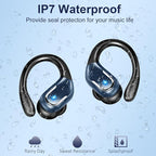Wireless Earbud, Bluetooth 5.4 Headphones IP7 Waterproof Sport, 75Hrs Running Wireless Earphones with ENC Noise Canceling Mic, Deep Bass Over Ear bud with Earhooks for Android, iOS, Workout, Gym, Blue
