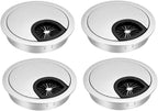 uxcell Cable Hole Cover, 2.4Inch/60mm Zinc Alloy Desk Wire Cord Cable Grommets Hole Cover for Office PC Desk Cable Cord Organizer, 4Pcs Silver Tone