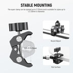 Neewer 11" Articulating Magic Arm Clamp Mount with Super Clamp, Camera Monitor Mount with 1/4" 3/8" ARRI Locating Pins & Holes for DSLR Action Camera Video Light Compatible with SmallRig Cage, ST16C