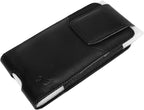 Leather Cellphone Holster for iPhone 11 Pro Max, XS Max, 8/7 Plus, Vision Plus, Nokia C210, Galaxy A53, S23+, TCL 30Z - Vertical Case Waist Carrying Pouch with Belt Clip/Loops, Black