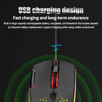 VEGCOO Wireless Gaming Mouse, C30 Silent Click Wireless Rechargeable Gaming Mouse with Double-Click Key and Colorful LED Lights, 3 Level Adjustable DPI, 400mah Lithium Battery for Gaming and Working