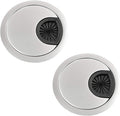 Desk Grommet for Wire Organizer,PC Computer Desk Plastic Grommet Cord, Tidy Cable Hole Cover Organizers,2 Pack (53mm, Silver)