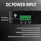 PROCET 10 Gbps PoE+ Gigabit Injector Din Rail, 30W Industrial Boost PoE Adapter with Wide Temp -40°F to 149°F, 6KV Surge Protection, 12-48V DC Input, IEEE802.3af/802.3at, PT-PSE105G-E-10