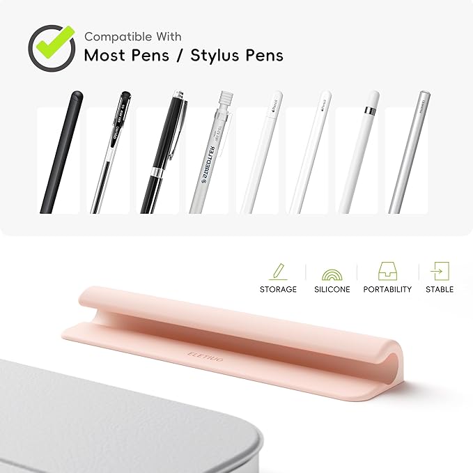 ELETIUO Silicone Pencil Holder Sleeve,Compatible with Apple Pencil (USB-C),Apple Pencil 1st/ 2nd Generation,Strong Adhesive Sticky Attached to iPad Case for Stylus Pens,Pink