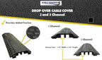 Kable Kontrol Drop Over Floor Cord Cover – 40” Inch Long 3 Channel Cable or Wire Protector – 30 Pcs Bulk Pack - Rubber Ramp for Indoor and Outdoor Use – Black