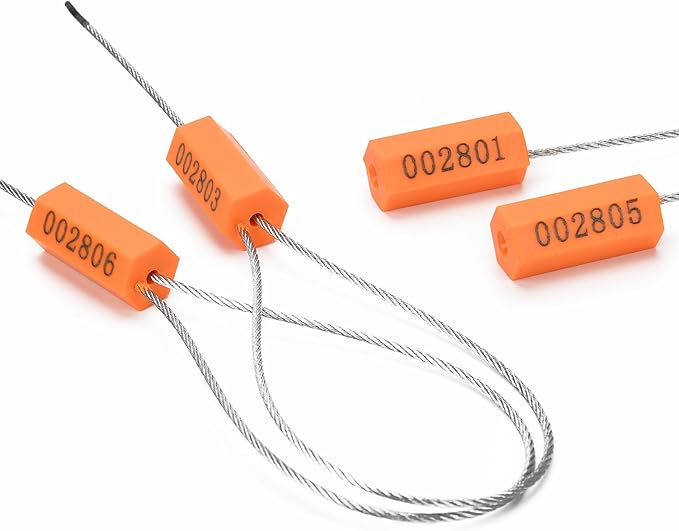 50PCS Steel Cable Seals Metal Security Seal Numbered Metal Truck Trailer Seals Security Tags Tamper Evident Tags Container Seals Pull Tight Steel Wire Seals