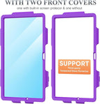SEYMAC stock Case for Samsung Galaxy Tab A9+ Plus 11'', Full-Body Drop Protection Case with Screen Protector Pencil Holder [360° Rotating Hand Strap] &Stand, Purple+Colorful