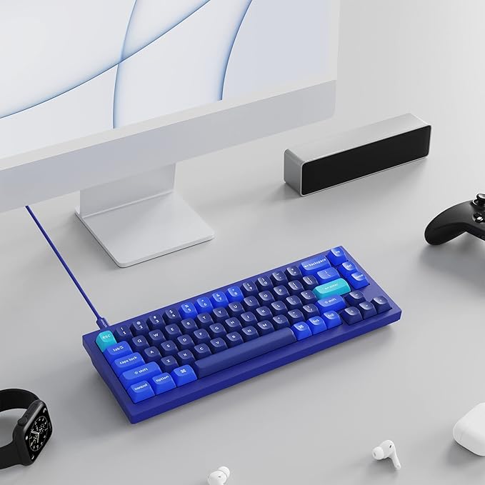 Keychron Q2 Wired Custom Mechanical Keyboard, QMK/VIA Programmable Macro, Full Aluminum, Hot-Swappable Gateron G Pro Blue Switch, 65% Layout Double Gasket Compatible with Mac and Windows - Blue