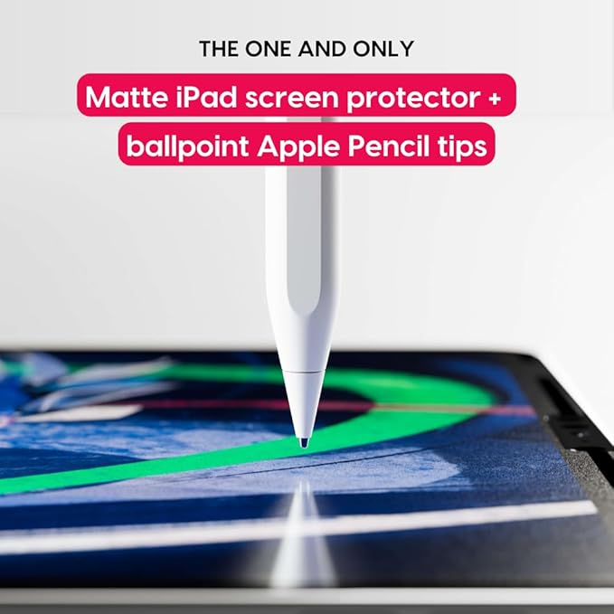 Astropad Rock Paper Pencil v2.0 – Paper Screen Protector for iPad 10.2 (7th, 8th, 9th Gen) + point Apple Pencil Tips 2 Pack – Compatible with Apple Pencil 1st and 2nd Gen