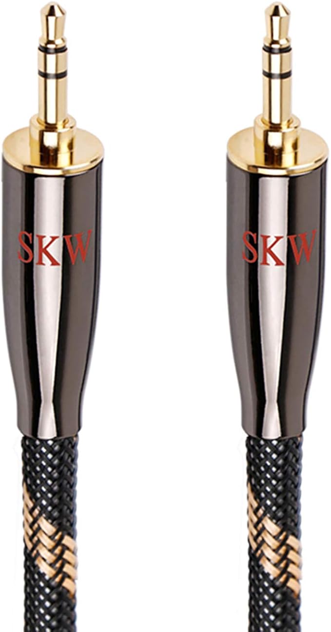 SKW Audiophiles High Gauge AUX Cable 3.5mm Male to Male Jack Cable with Diameter 6.8mm Stereo Audio Cable 6.5ft(2m)