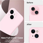 FireNova Designed for iPhone 15 Case, Silicone Upgraded [Camera Protection] Phone Case with [2 Screen Protectors], Soft Anti-Scratch Microfiber Lining Inside, 6.1 inch, Chalk Pink