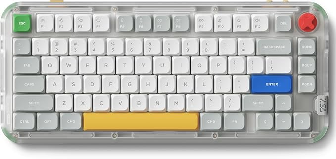 nuphy Kick75 Wireless Low Profile Keyboard with Knob,75% Layout 80 Keys RGB Backlit, Hot Swappable Gaming Mechanical Keyboard with PBT Keycaps,Support BT/2.4G/USB-C (Blush Nano Switch)