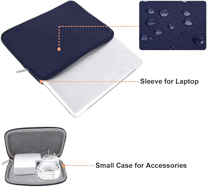 MOSISO Laptop Case 16 inch, 15-15.6 inch Laptop Sleeve Bag Compatible with MacBook Pro 16 inch, HP, Acer, Dell, Lenovo, ASUS Notebook, Neoprene Computer Sleeve Bag with Small Case, Navy Blue