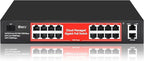 STEAMEMO 16 Port Gigabit PoE Switch, Smart Managed Gigabit Ethernet Switch, 16 PoE+ Ports@240W, Plug and Play, Vlan, Fanless, Desktop or Rackmount, Overload Protection w/ Port
